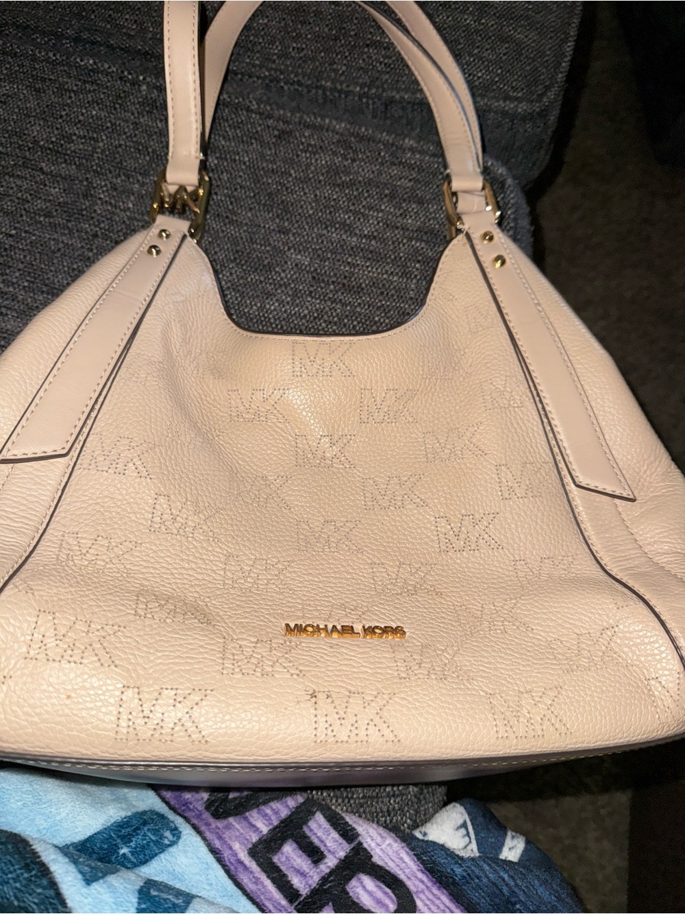 Michael Kors Pale Pink Embossed Leather Shoulder Bag